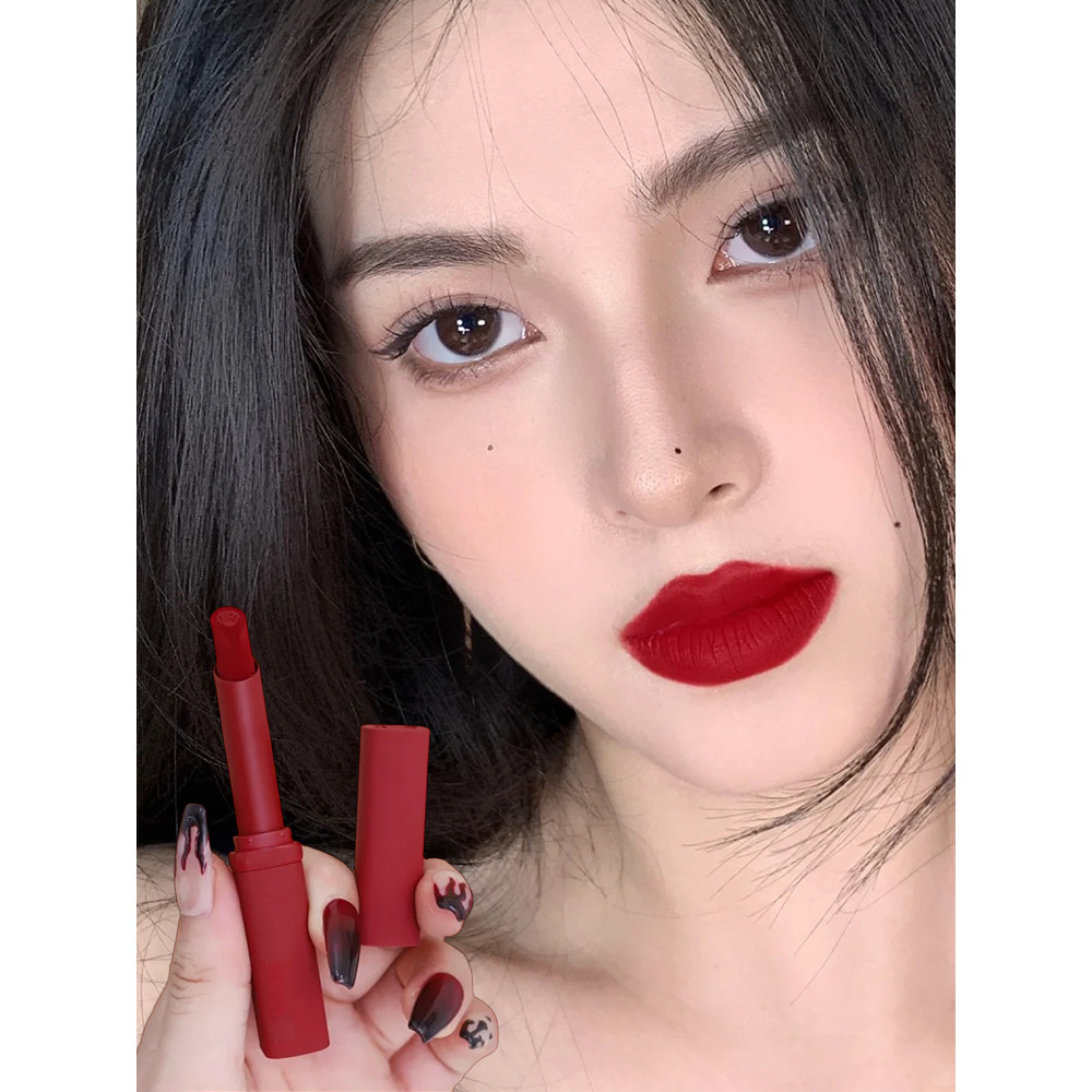 Strong Beauty Aura Full Open Grandes Lábios Vermelhos!Retro 正 Batom Vermelho Fosco Veludo Grande Batom Vermelho Lip Glaz