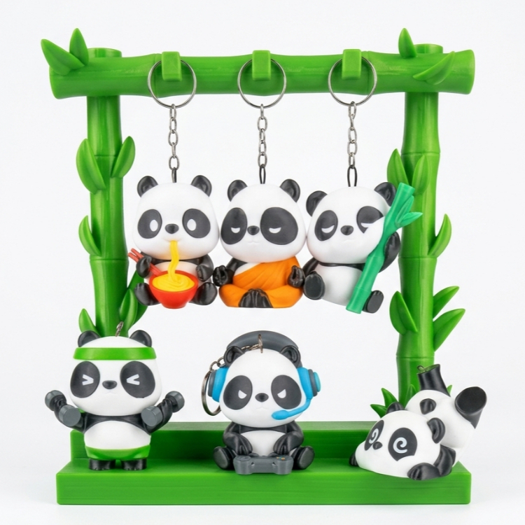 Coleção Pandas Divertidos: Kit Chaveiros Exclusivos Para Presente E Decoração