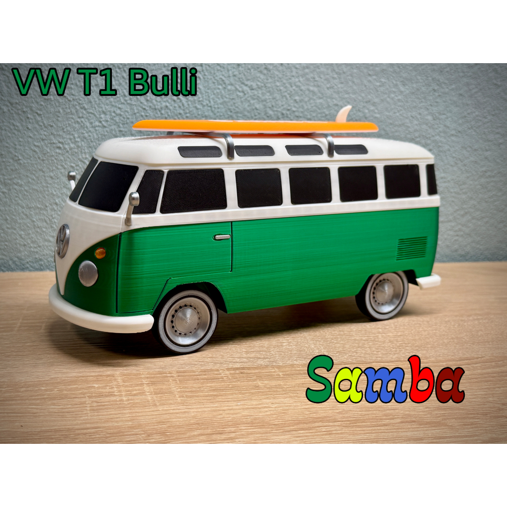 Carro Kombi VW T1 Samba Bulli Decoração 25CM Comprimento Ótimo Design e Acabamento Peso 434 Gramas - Impressão 3D