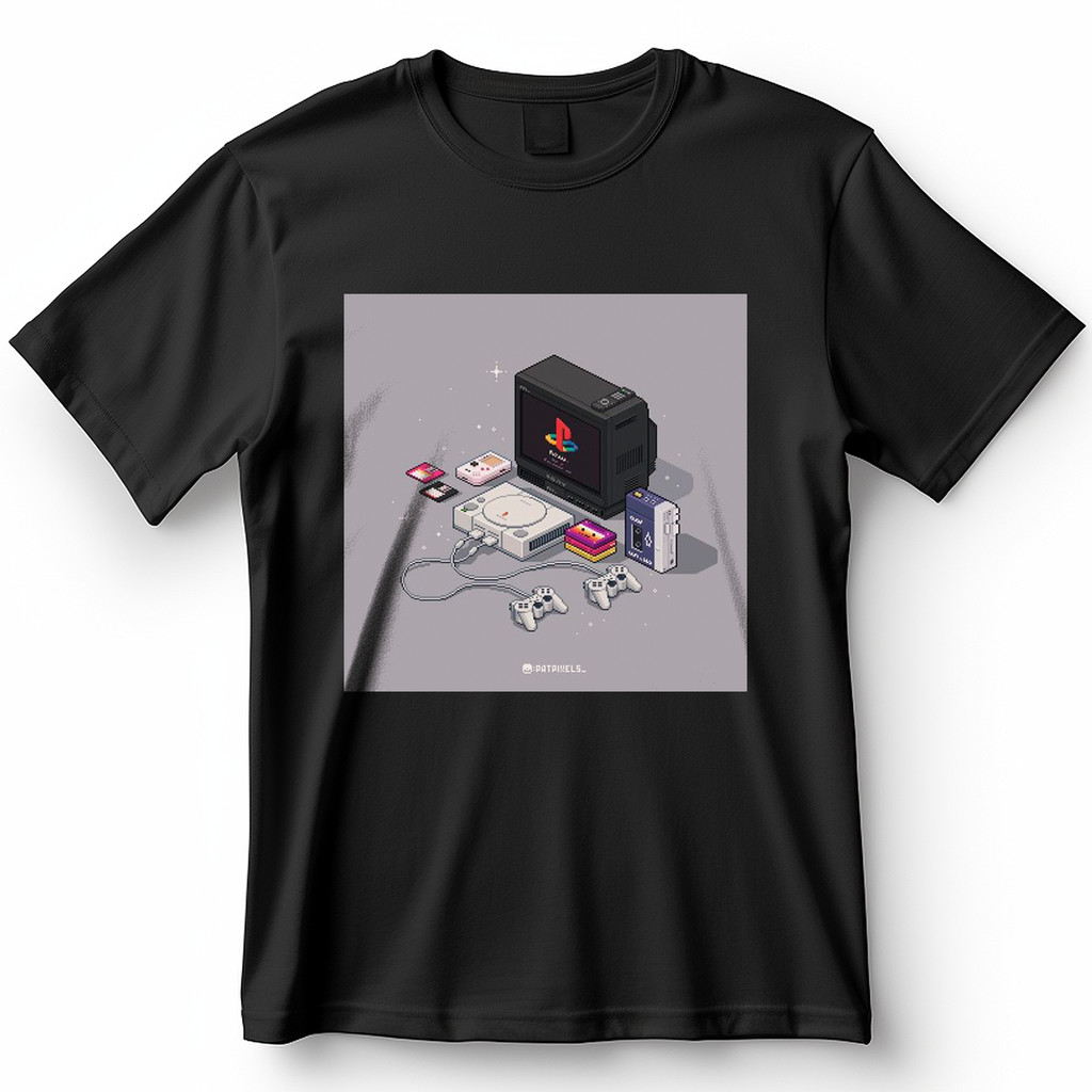 Camiseta PlayStation Retro Pixel Art Blusa Camisa 100% Algodão