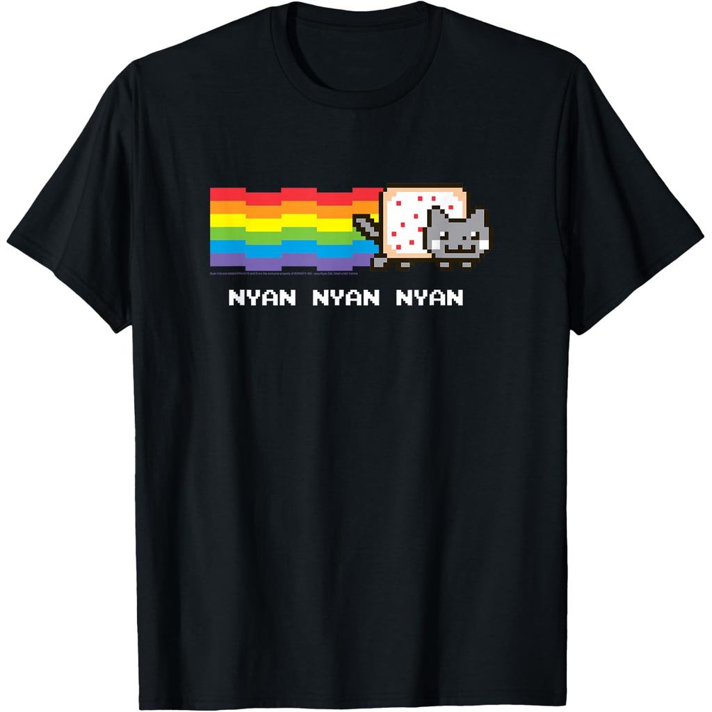 Nyan Cat Pixel Art Camiseta Retro 8bit Rainbow Meme Gráfico Manga Curta Unissex Casual Tops