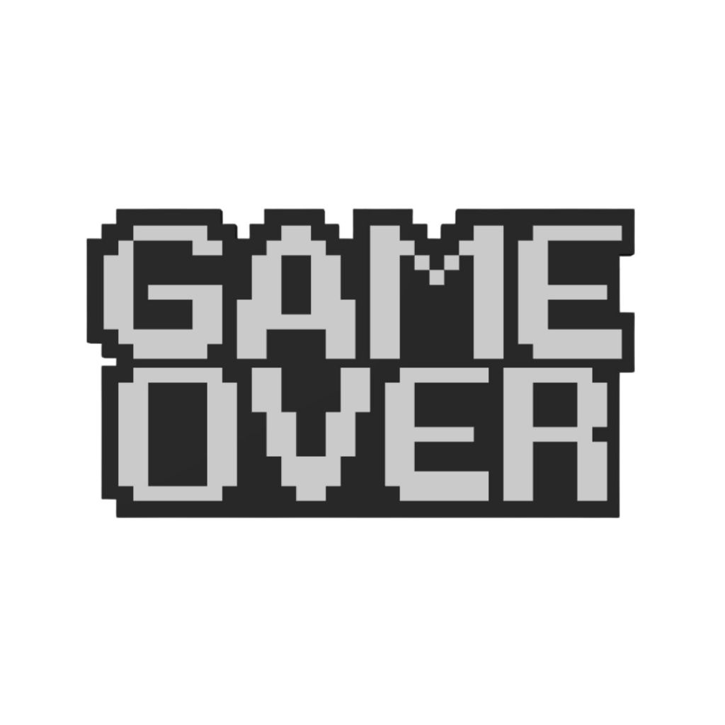 Placa Decorativa Game Over – Estilo Pixel Art Retrô para Gamers