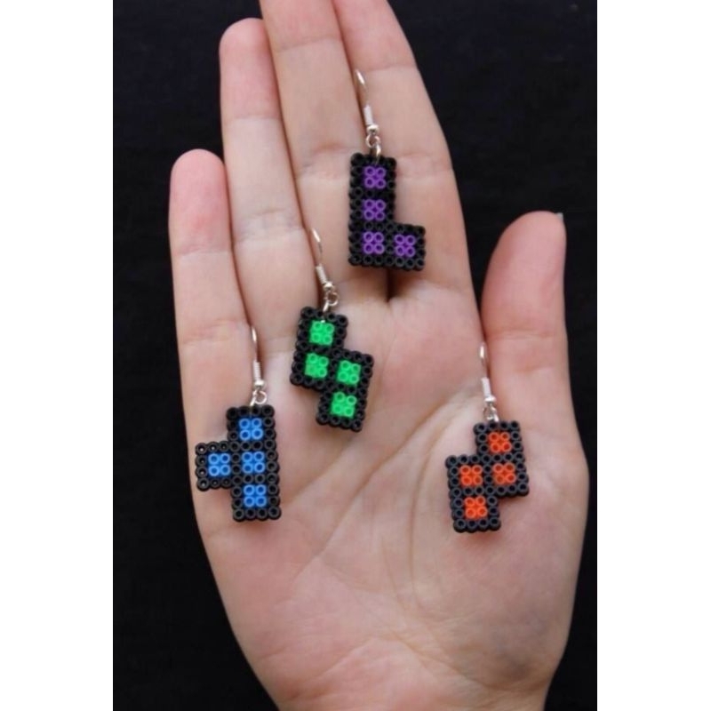 Brinco Divertido Jogo Tetris Hama Beads Pixel Art Nostalgia Retrô Game Acessórios