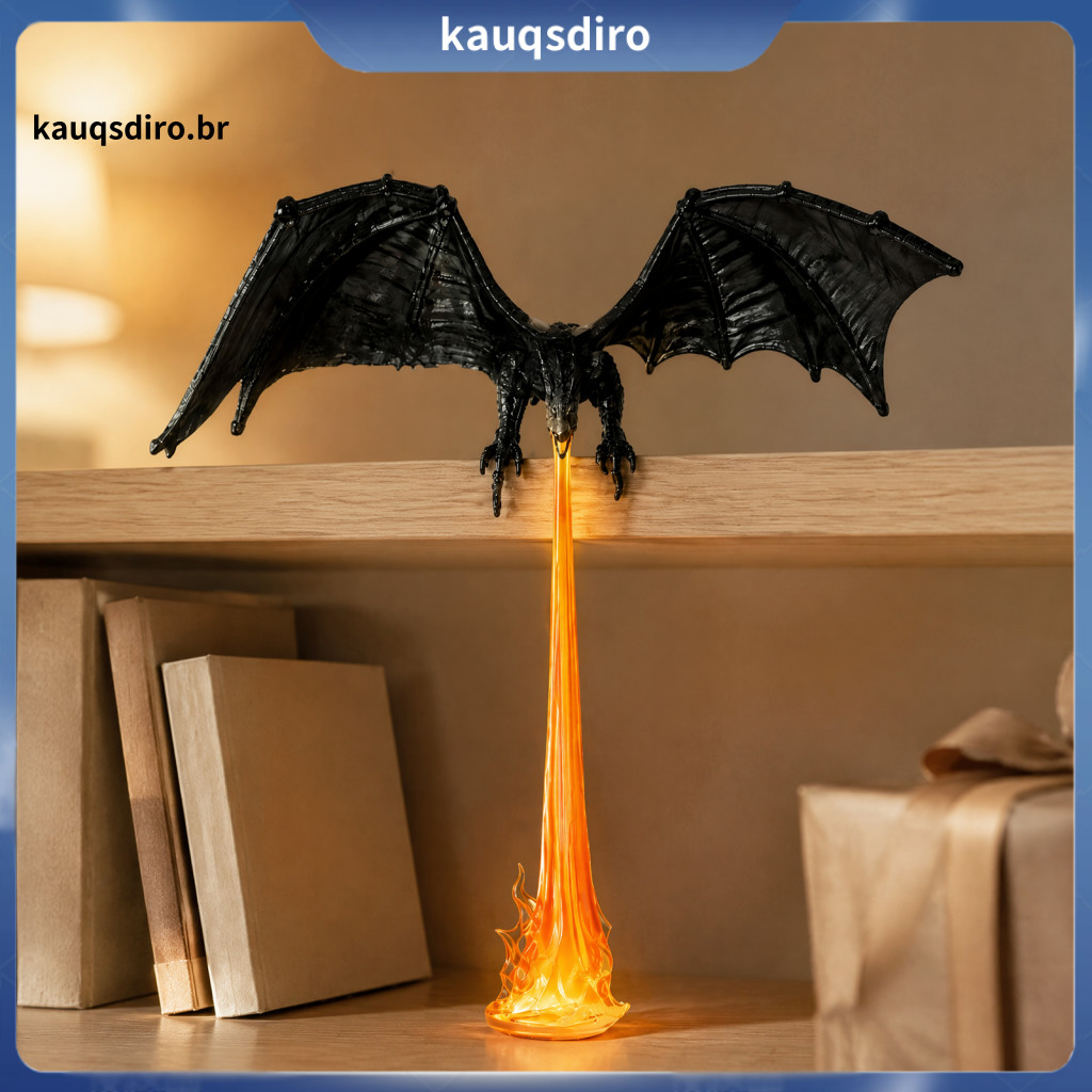 Claw Type Shelf Decor Fantasy Book Nook Light Dragon Bookshelf with Led Flame Effect – Flying Magical Reading for Stud