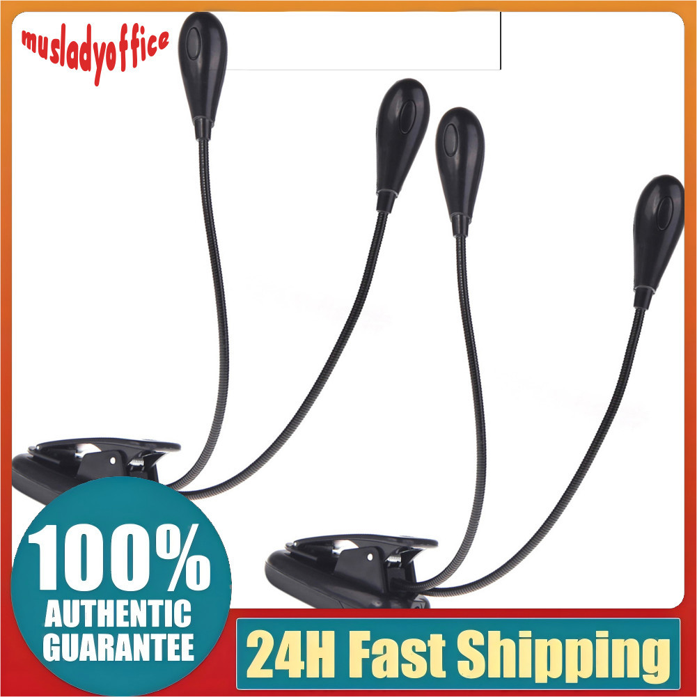 Eacam On Music Stand Light LED Black Piano Reading Lamp Dual Head Book Flexível Gooseneck 4 Independente com difusão
