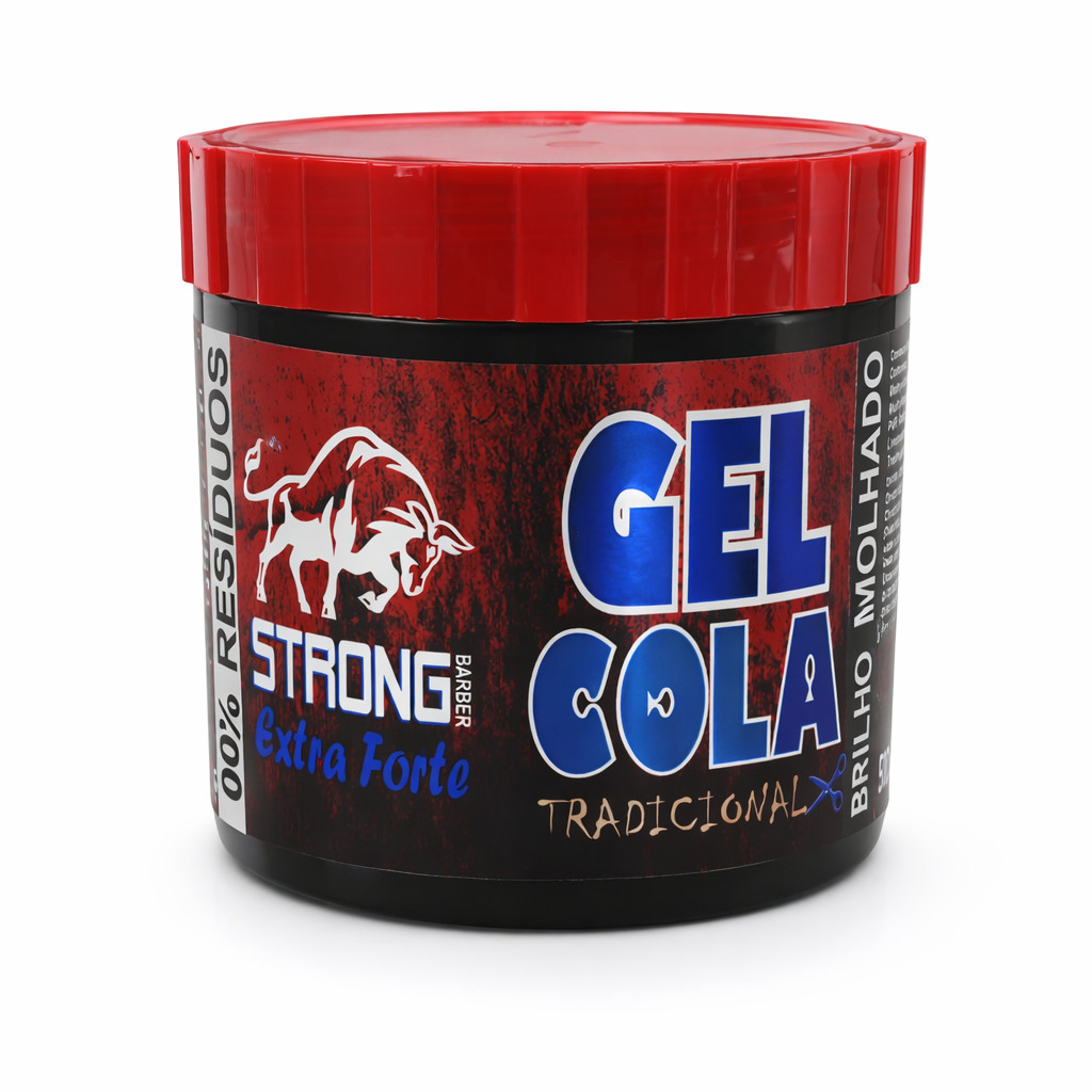 Gel Cola Strong Barber Extra Forte Tradicional 500g Efeito Molhado