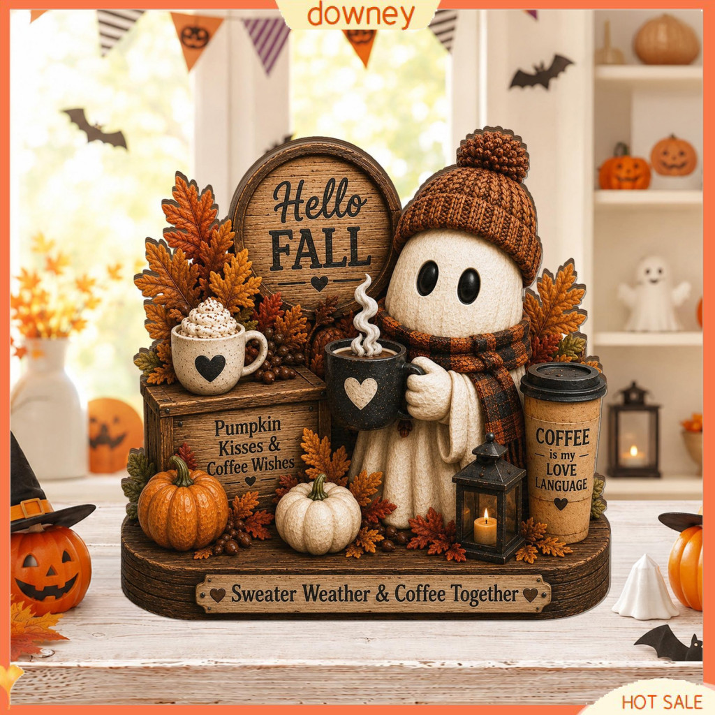 Hand-carved Solid Wood Autumn Figurine – Retro Fall Reading for Thanksgiving Halloween Decor Seasonal Home Tabletop Ma