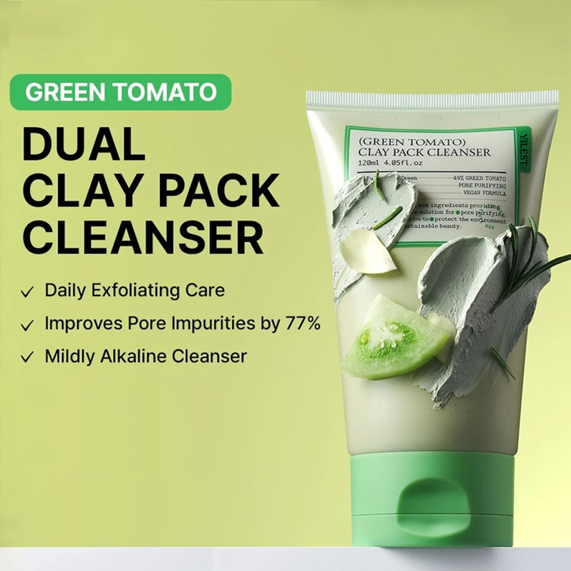 Fully Green Tomato Clay Mask Cleanser 120g Deep Pore Cleansing Blackhead Remover Sebum Control Vegan Face Mask