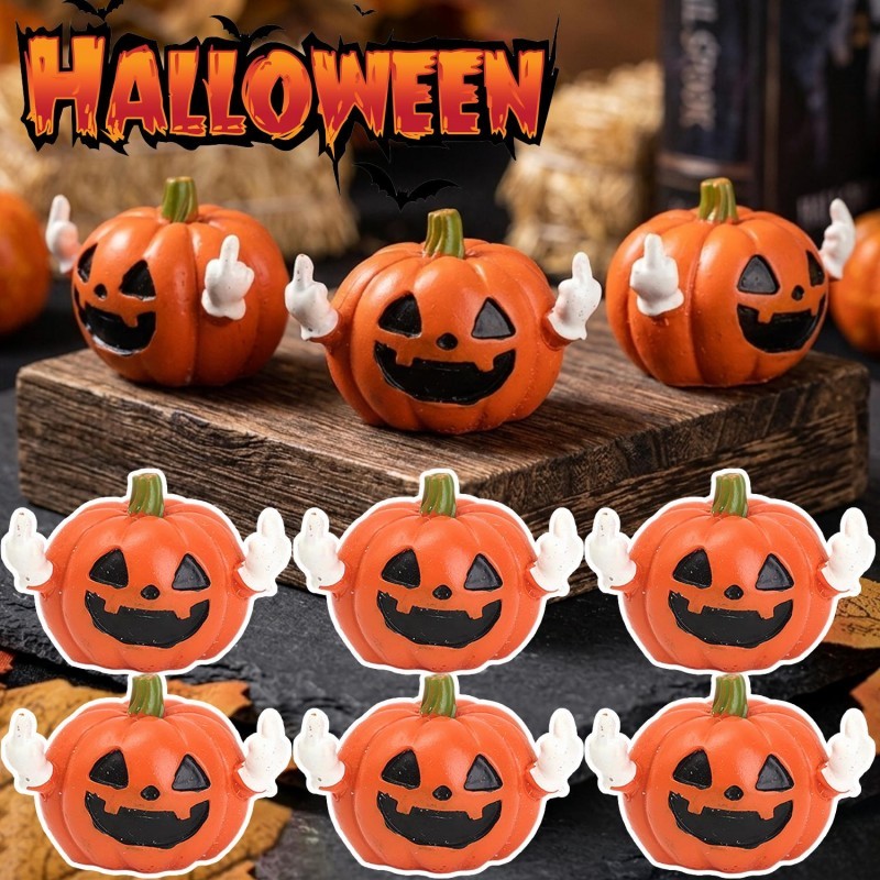 4-1Pcs Estatuetas De Abóbora Fofas De Halloween-Miniatura De Animal Engraçado-Mini Estátua De Resina-Decoração De Festiv