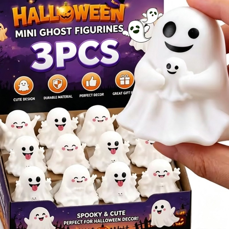 3-1Pc Mini Estatueta Fantasma De Halloween-Ornamento Branco-Estátua Assustadora-Decoração De Mesa De Topper De Bolo-Micr
