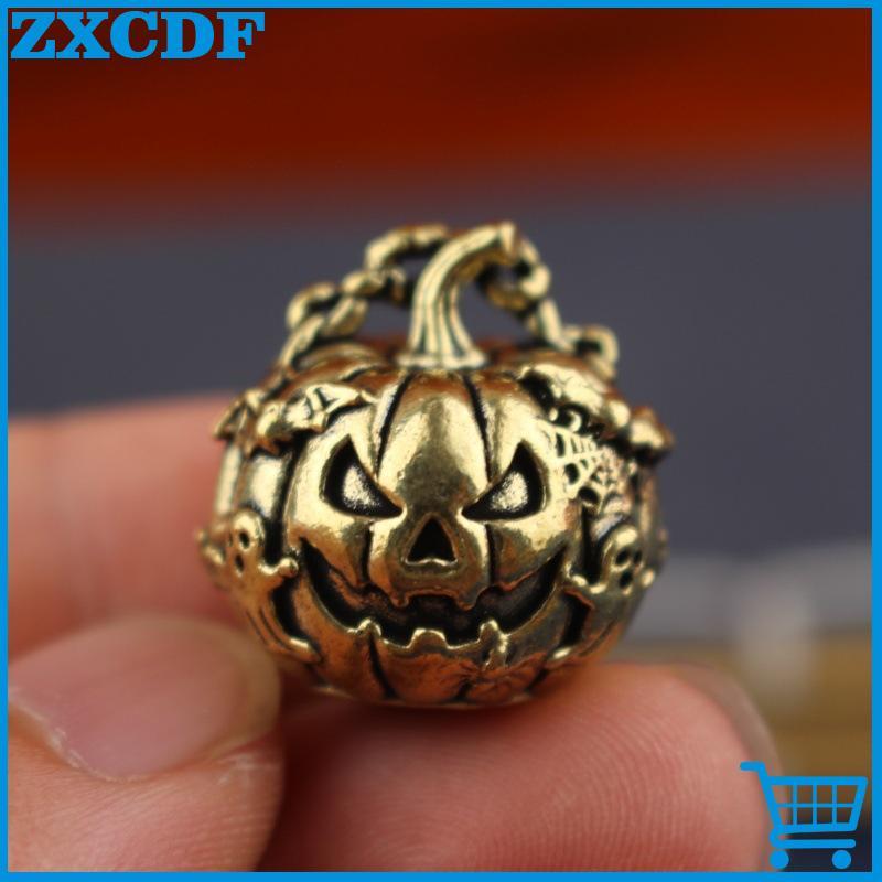 Halloween Abóbora Pingente Assustador Esculpido Rosto 1Pc Vintage Latão Pequeno Charme Para Bapa Chaveiro DIY Decoração