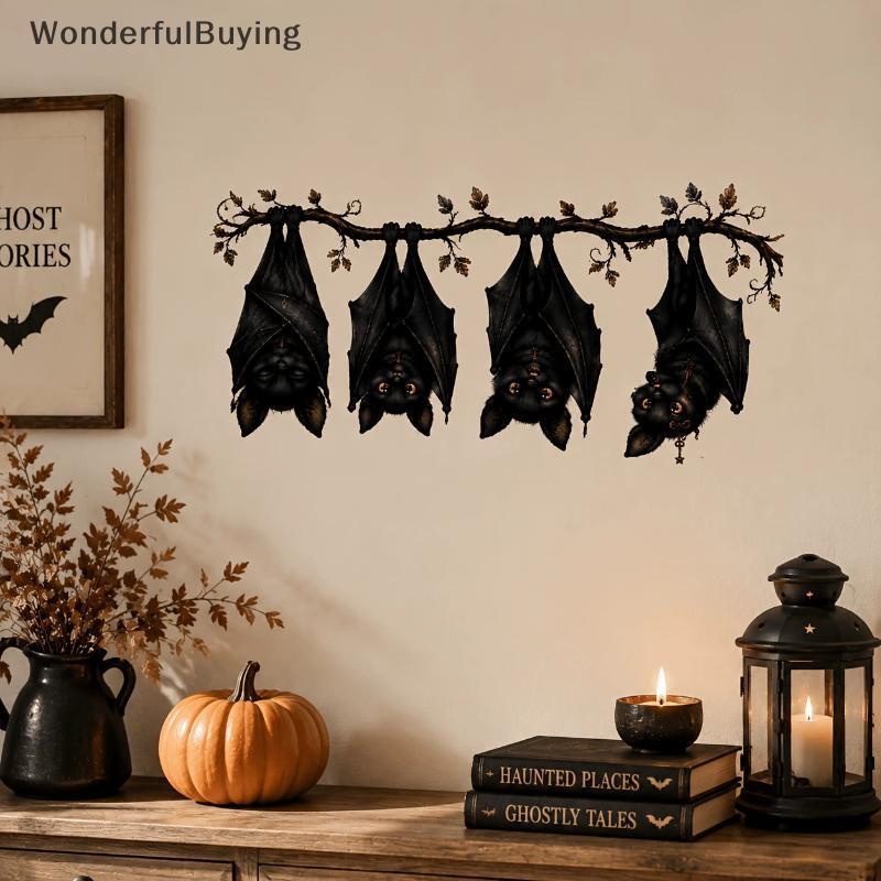 1pc Halloween Pendurado Morcegos Janela Parede Stier Removível Bla Bruxa Morcego Decalque Para Crianças Decoração De Fes