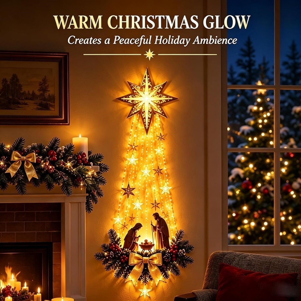 Quente LED Estrela Natividade Pendurado Ornamento 1Pc Decoração De Porta De Parede De Natal Para Halloween Presente De A