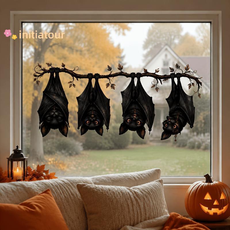 [Init-t] Halloween Pendurado Bla Bruxa Morcego Janela Decalque 1pc Removível Parede Stier Para Festa De Férias Decoração