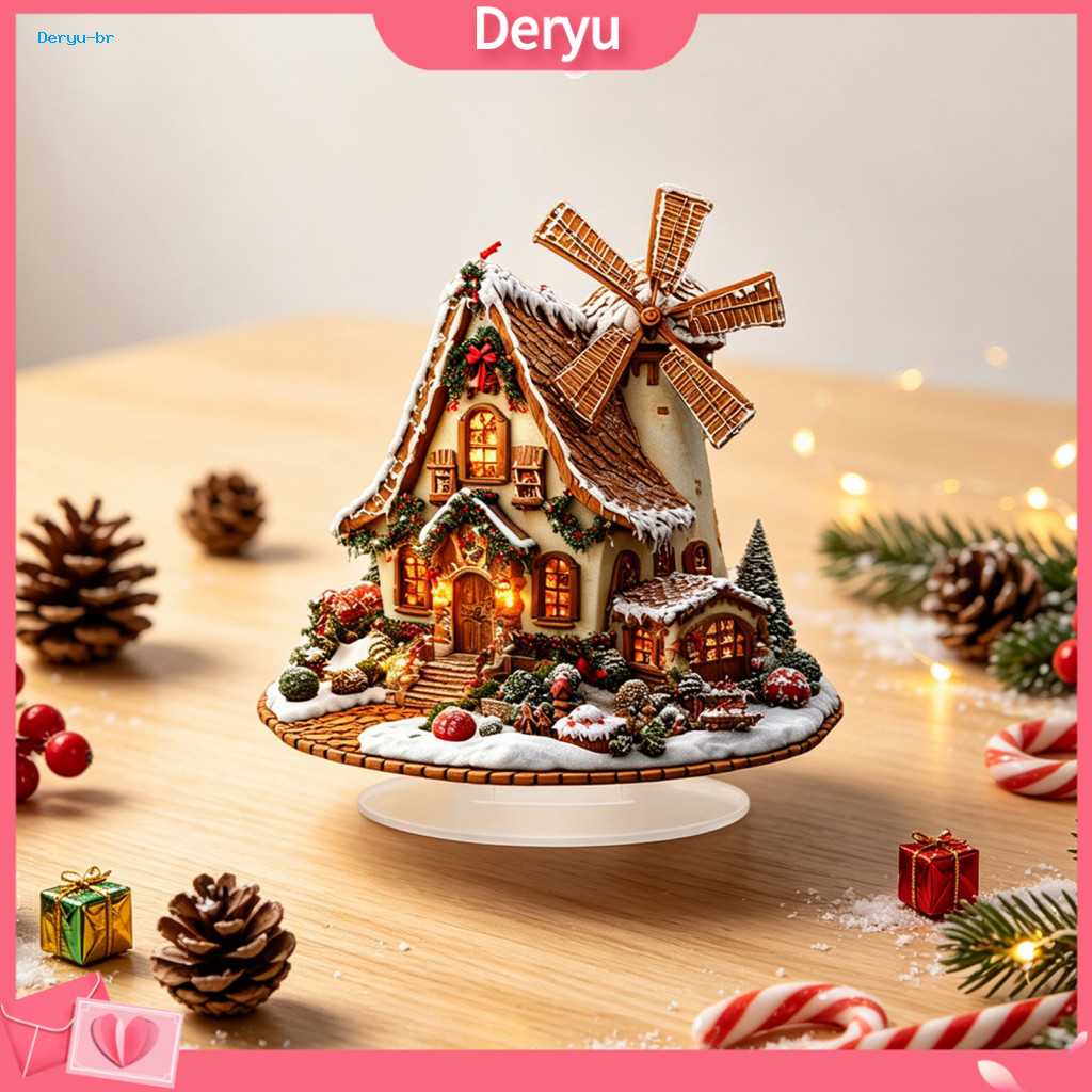Christmas Gingerbread House Ornaments Tabletop Centerpiece Decor Log Cabin Ornament 2d Acrylic Double-sided Holiday Tabl