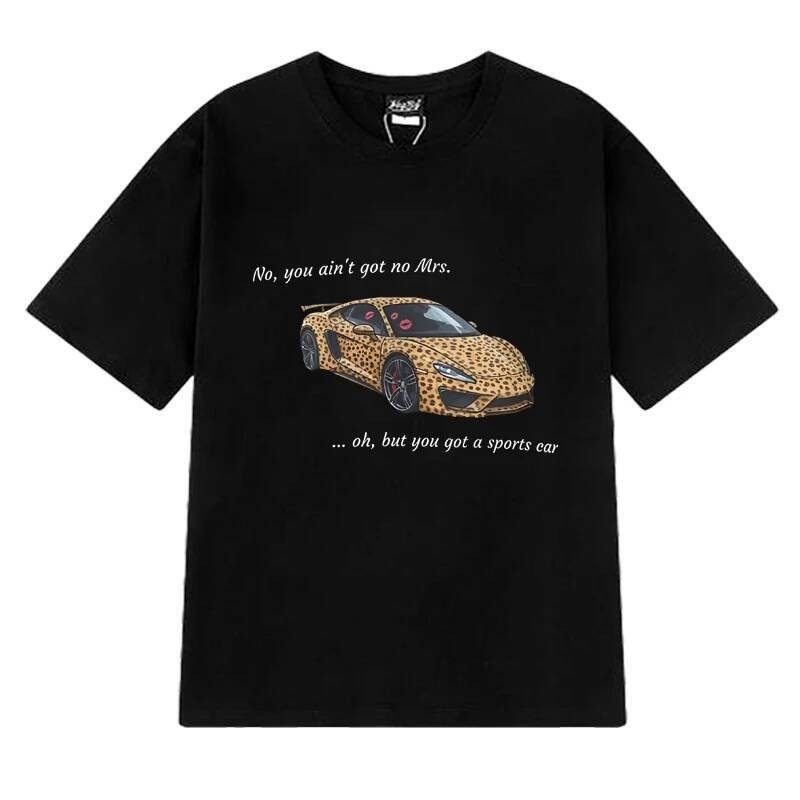 Camisetas Gráficas de Verão Tate McRae Sports Car Unissex de Manga Curta para Homens e Mulheres 100% Algodão