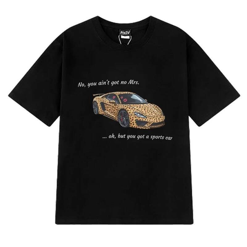 Camisetas Gráficas de Verão Tate McRae Sports Car Unissex de Manga Curta para Homens e Mulheres 100% Algodão