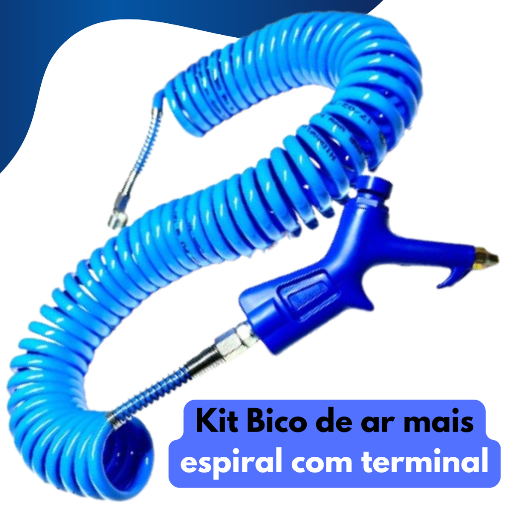 Bico Passar Ar Com Botão Bico de Ferro Kit Mangueira De Ar Comprimido 3,5 Metros