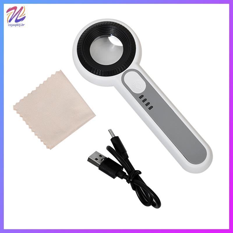 Lente De Lupa Iluminada Portátil 60X Com 8 LED Light Aid Reading Para Idosos