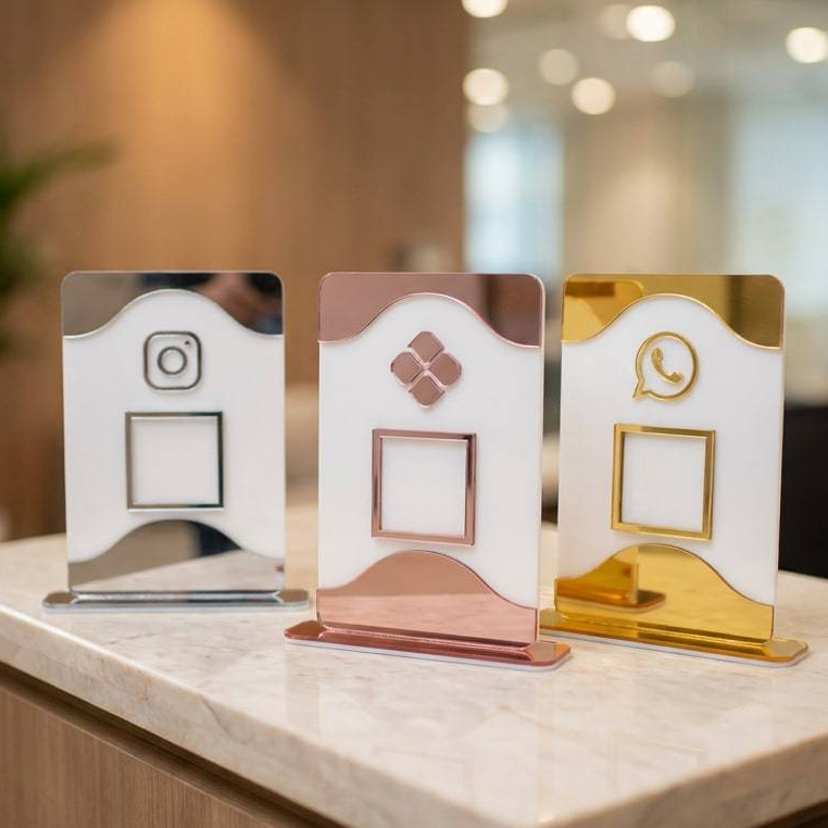 Display Em Acrílico Para Um QR Code Uso Comercial Redes Sociais Pix Wi-Fi