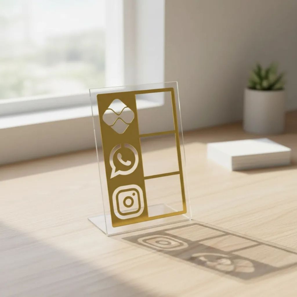 Placa Pix  3 em 1 Pagamento Display Mesa Balcão QrCode Whatsapp Pix Instagram