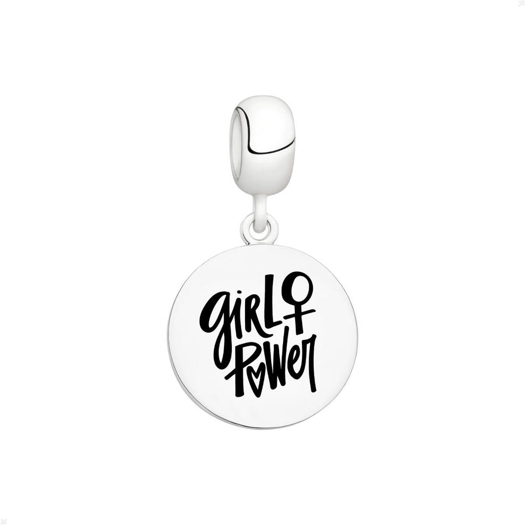 Berloque Pingente Prata 925 Girl Power Design Premium