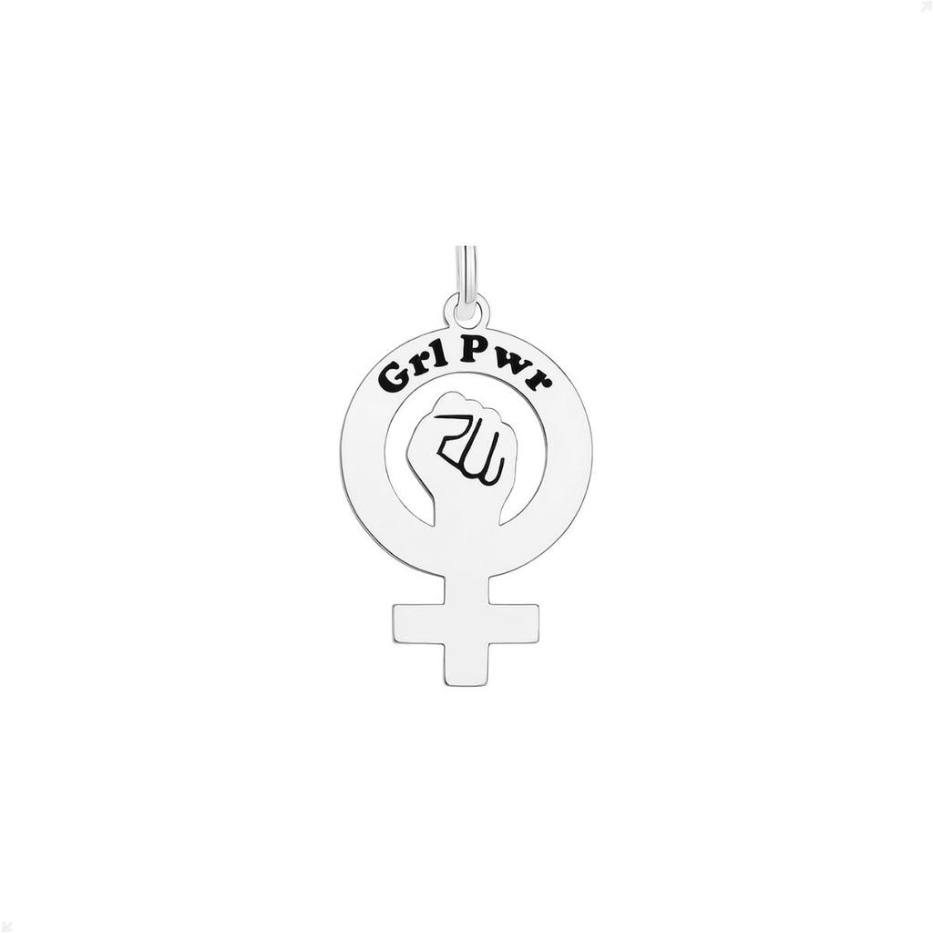 Pingente Prata Legítima 925 Símbolo Feminismo - Girl Power