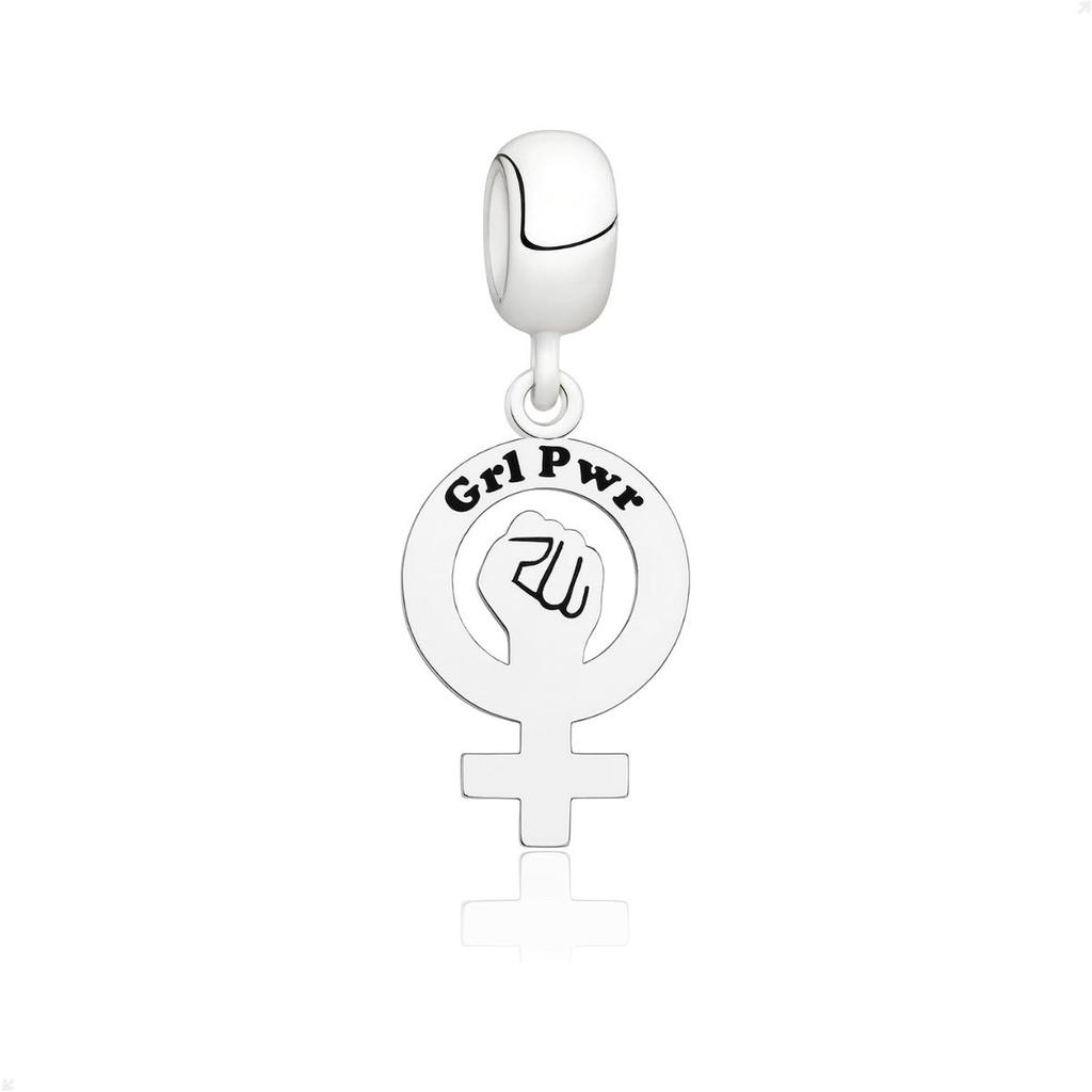 Berloque Pingente Prata 925 Símbolo Feminino Girl Power