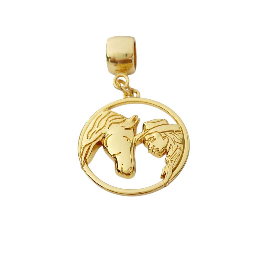 Pingente Cavalo & Girl Banhado a Ouro 18k