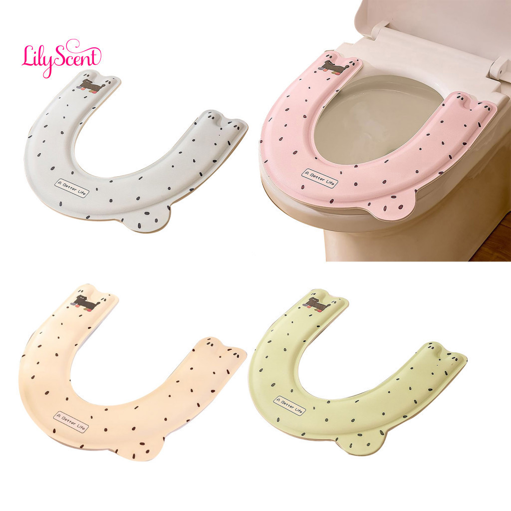 Winter Warm Toilet Seat Cartoon Pattern Non-slip Cover Thickened Self-adhesive Bathroom Mat Soft Sensitive Skin Protecto