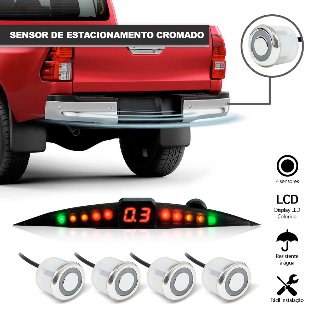 Sensor de Ré Traseiro Prata Cromado Aviso Aproximação Suzuki SX4 2008 2009 2010 2011 2012 2013