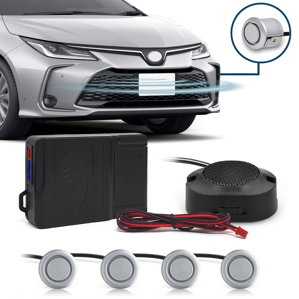 Kit Sensores Dianteiros Prata Suzuki Jimmy 2009 2010 2011 2012 2013 Estacionamento Frontal Frente Aviso Sonoro