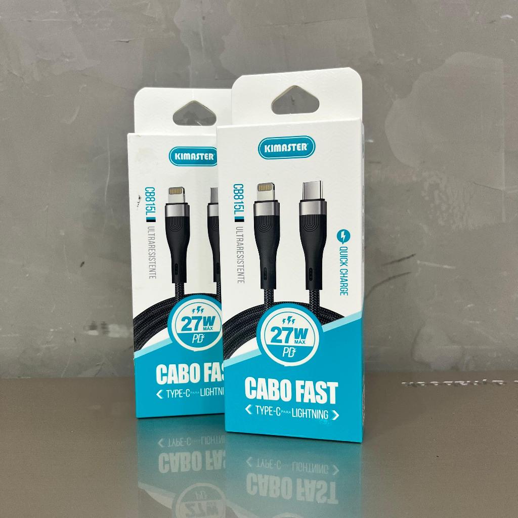 Cabo Carregador Fast KIMASTER ORIGINAL Type C para Lightning ( iPhone ) Carregamento de Celular 27w Tipo c para iPhone