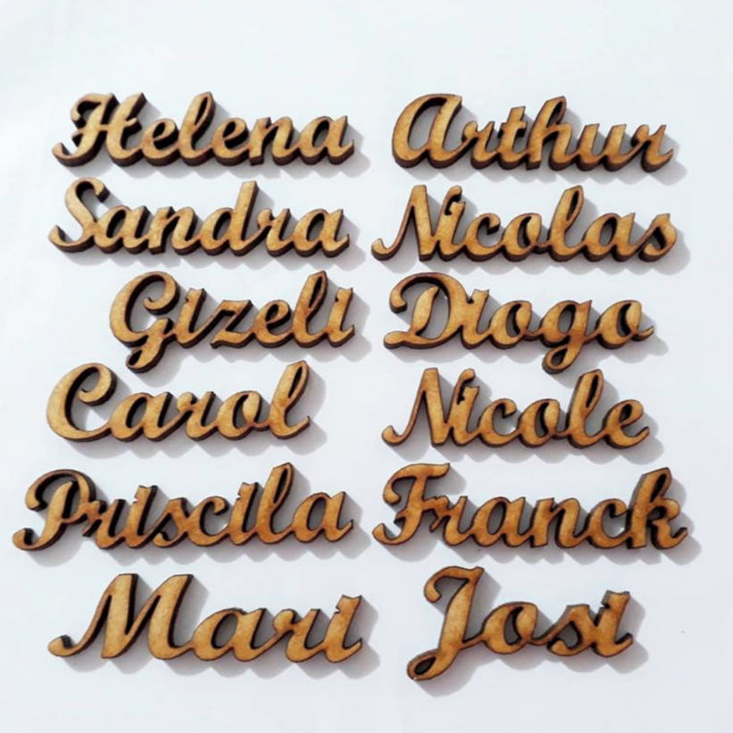 Nome Personalizado 10cm Comprimento Kit 25 a 100 Peças MDF 3mm