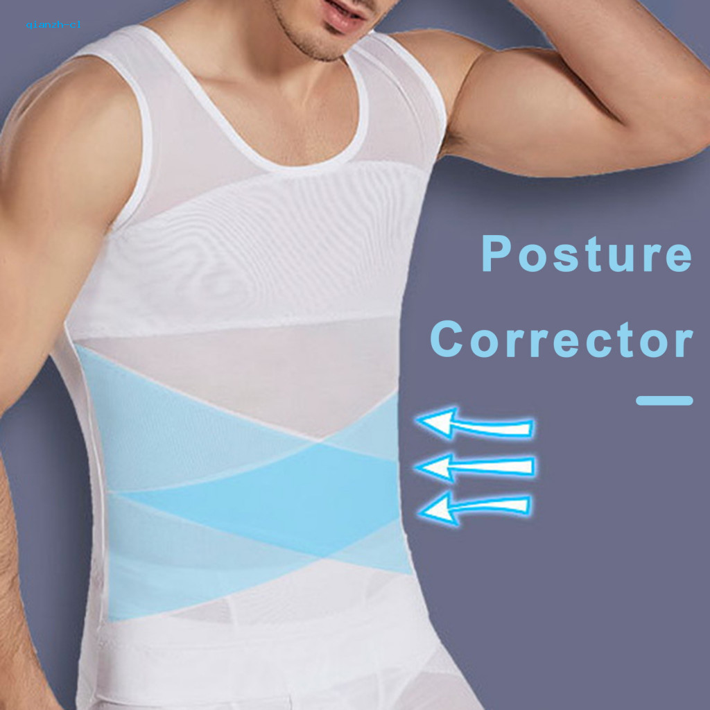Back Posture Vest Compression Shapewear for Men Men's Slimming Waist Trainer Body Shaper Sleeveless Mesh Corset Tank Top