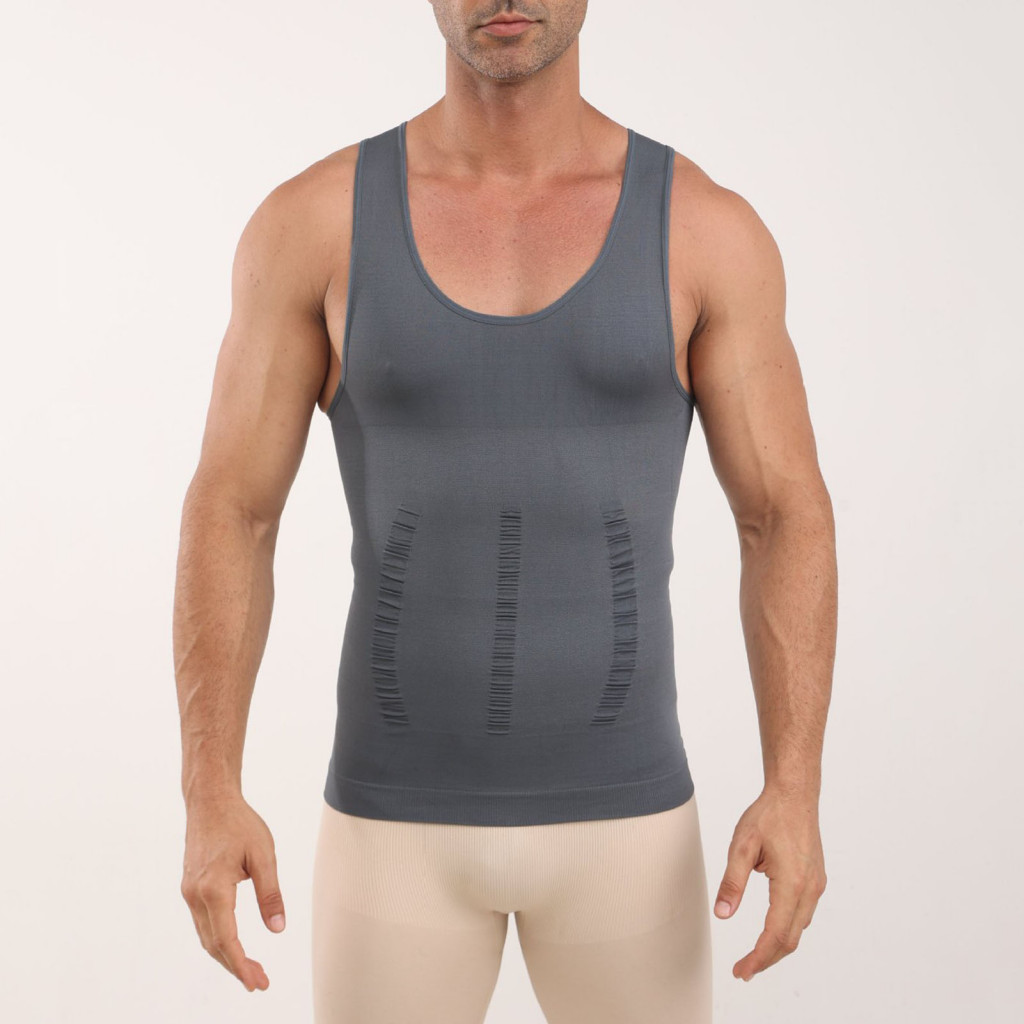 Back Straightening Vest Versatile Base Layer Men's Fitness U-neck Sleeveless Body Shaping Compression Top for Abdomen Ti