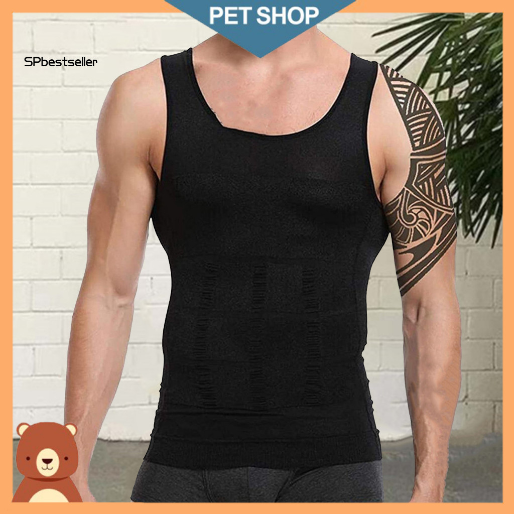 Thin Fit Tank Top Breathable Shapewear Vest Men's Slimming Compression Tummy Control Sweat-absorbing Gym Sleeveless Shir