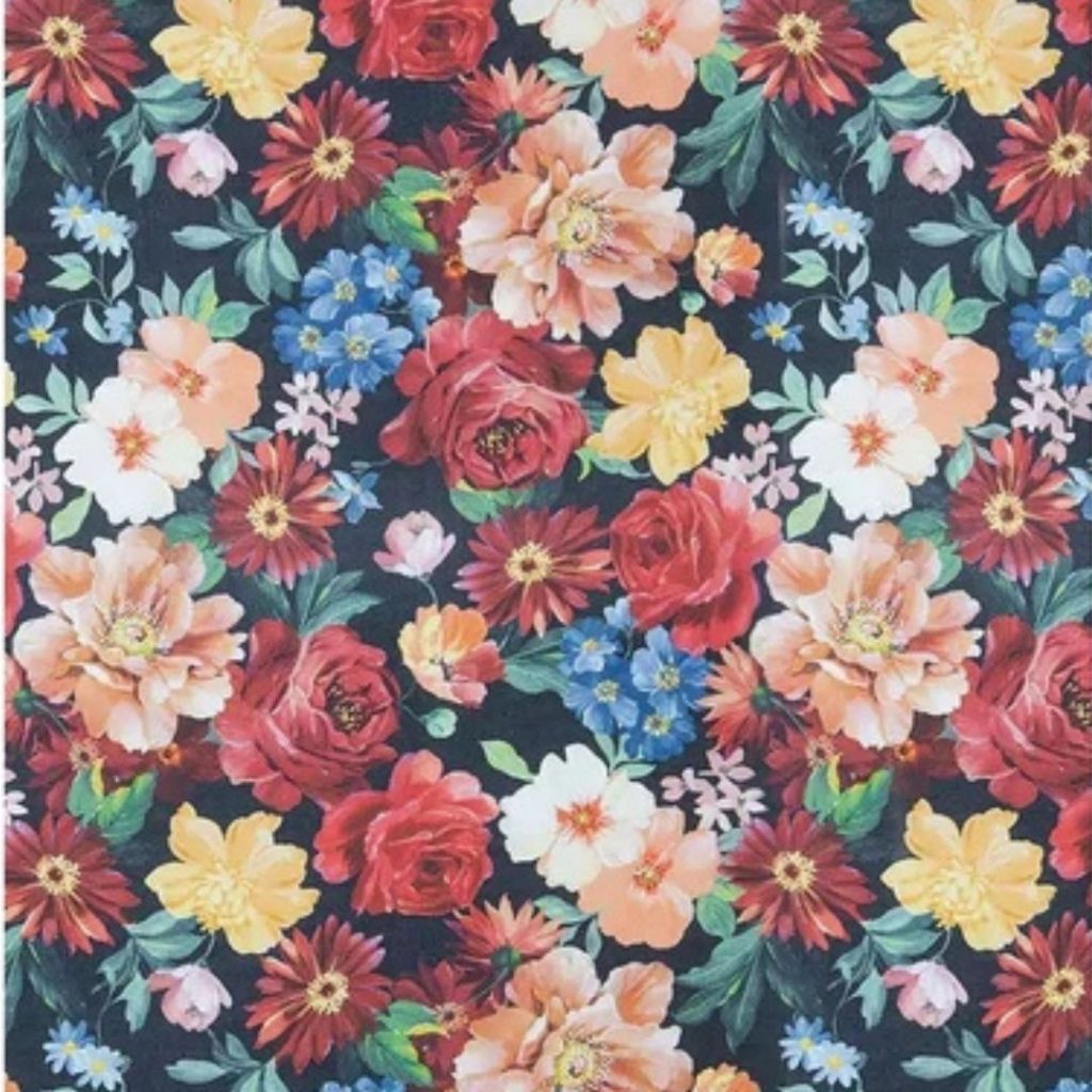Tecido Havana Floral Estampado Dohler - 4448  - 1,40m x 1m