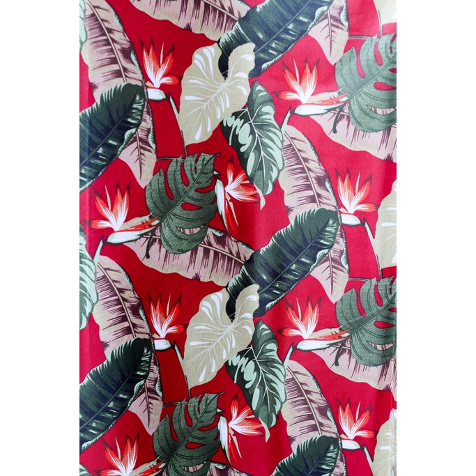 Tecido Waterblock Belize Dohler Vermelho Folhas - 1638  - 1,40m x 1m
