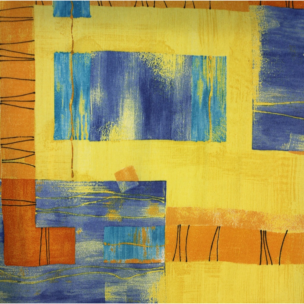Tecido Karsten Estampado Azul Laranja - 0529  - 1,40m x 1m