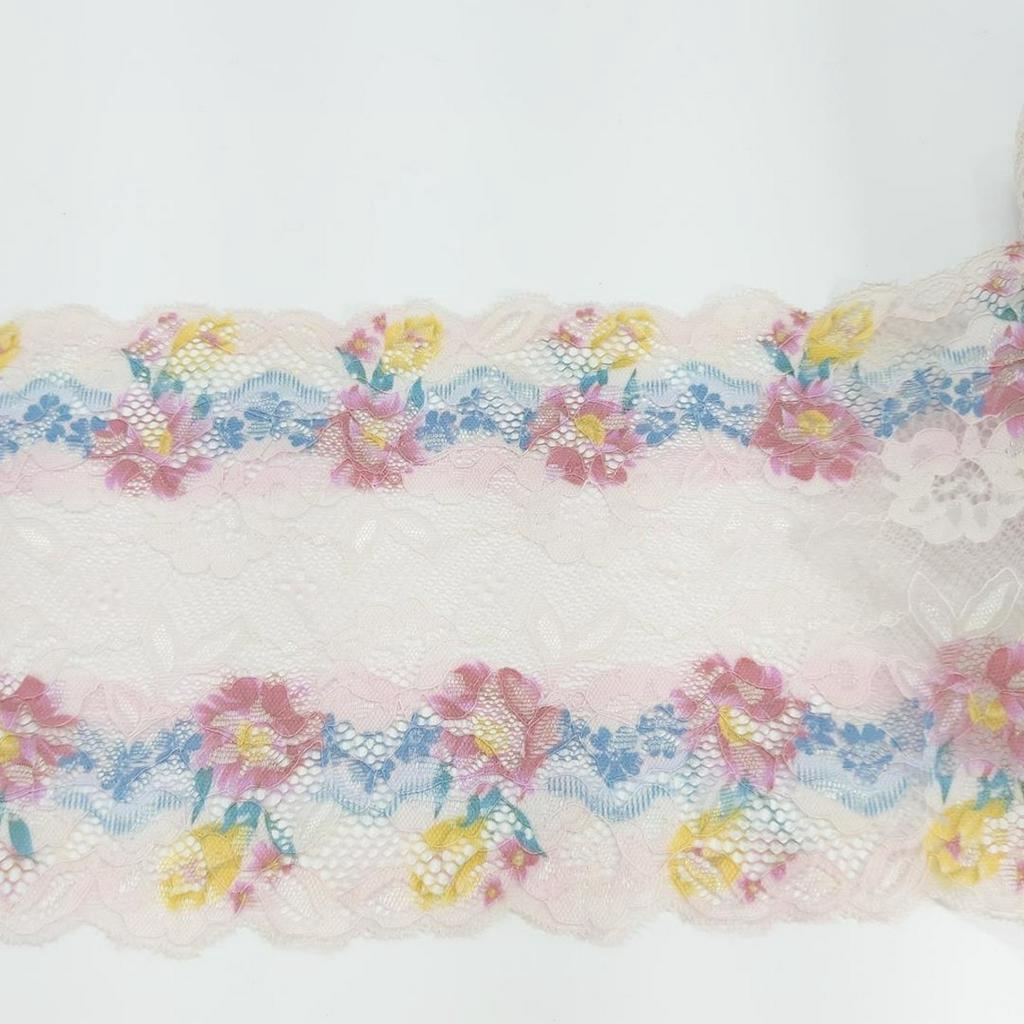 Renda Elástica  18cm   Estampa digital Violeta 180 floral o metro 4987 001 - 418SA35