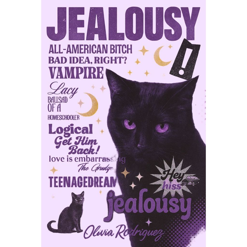 Quadros decorativos Album Music Poster Olivia Rodrigo Cat Purple Fan Art (1 peça)