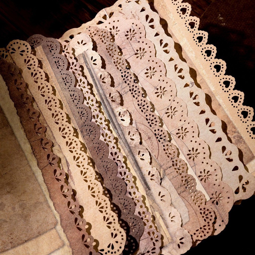 10 Pcs/pack Hollow Lace Paper Vintage DIY Scrapbook Suprimentos De Papel Estética Decorativo Material Para Livros De Rascunho Journal Photo Album Crafts