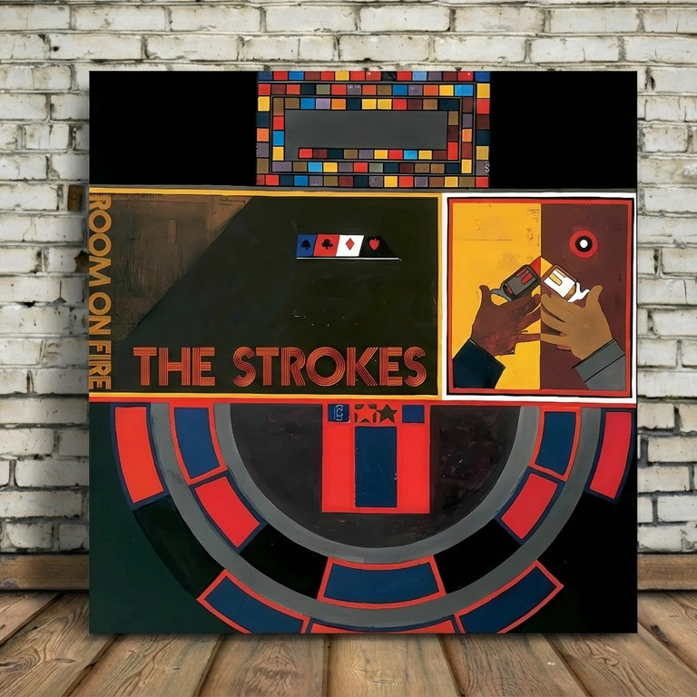 Placa Decorativa The Strokes Room on Fire Álbum | Quadro Rock Indie Pop Art Reptilia