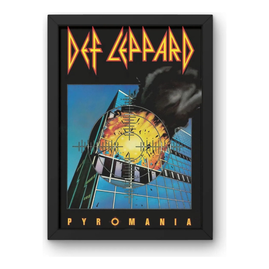 Quadro Decorativo Def Leppard Pyromania Álbum Cover Art Preto