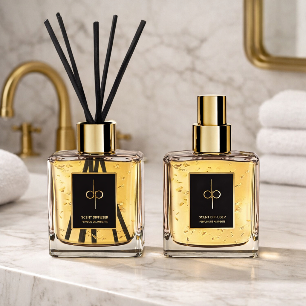 Kit Aromatizador Sabonete Lavabo Gold Com Folhas de Ouro | Purifica o ambiente, prosperidade | Premium | Di Piettro