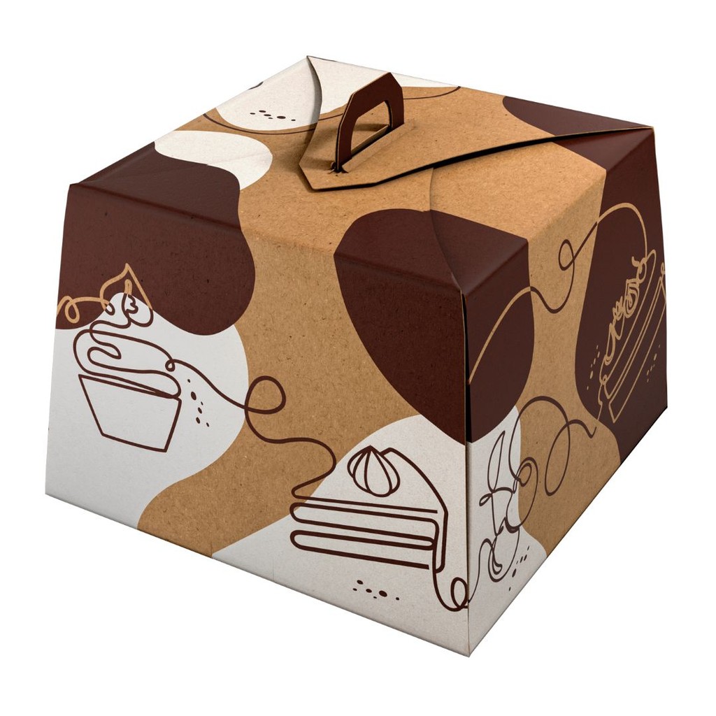 25 Caixas Kraft para Mini Bolo até 1 kg – 18x18x11,5 cm com Alça Integrada e Travas Patenteadas, Ideal para Bentô Cake