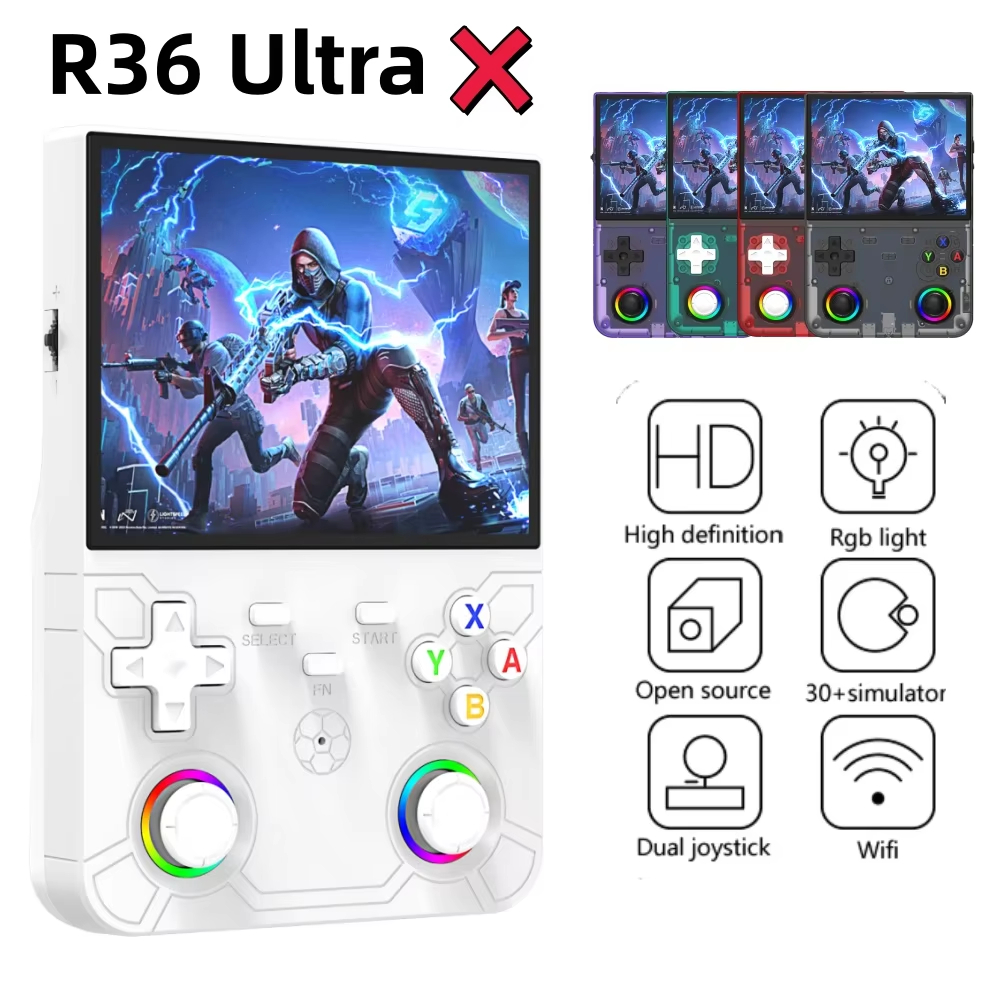 Novo R36 Ultra X Handheld Retro Console De Videogame Tela IPS 128GB Jogos Pré-Carregados Jogador Bolso Portátil