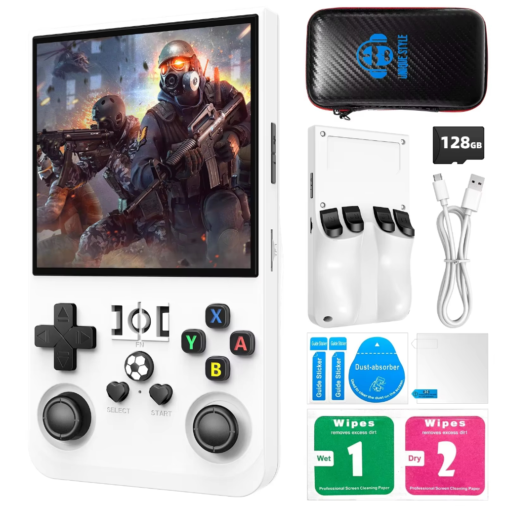 R36MAX Retro Handheld Console De Videogame Sistema Linux 4.0 Polegada Tela IPS Portátil Bolso Leitor Vídeo 64GB 128GB Jo