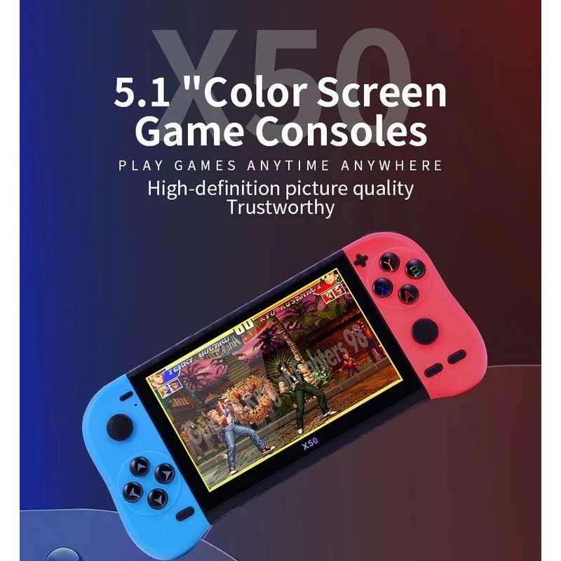 2025 X50 5.1 Tela HD 64bit Videogames Suporta Vários Emuladores ortable Handheld Retro Game Console Player Vídeo tv Saíd